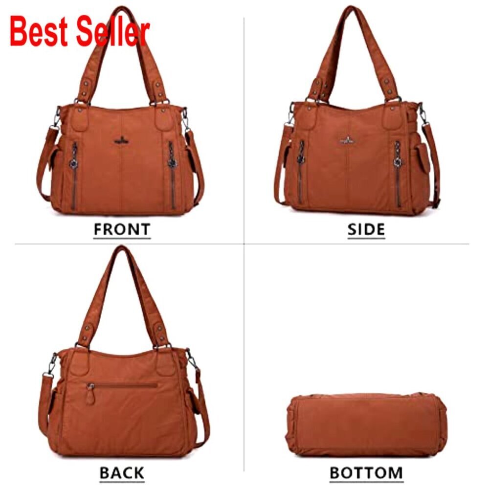 Faux Leather Hobo Handbag with Adjustable Shoulder Strap, Tote - Picture 5 of 7